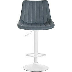 Acheter Decoshop26 Lot de 2 tabourets de bar réglable en hauteur pivotant à 360° assise en PVC gris couture verticale pied métal blanc 10_0004424