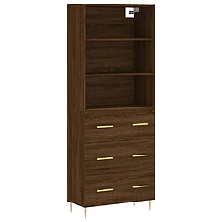 vidaXL Buffet haut Chêne marron 69,5x34x180 cm Bois d'ingénierie