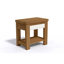 DECOPIN table de chevet avec tiroir en bois brossé duo - havane