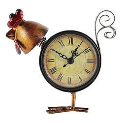 Horloge de Bureau à Piles Vintage étagère Décorative Horloge Fer Poulet Figurine