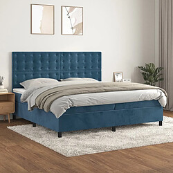 Maison Chic Lit adulte- Lit + matelas,Sommier à lattes de lit et matelas Bleu foncé 200x200cm Velours -GKD45559