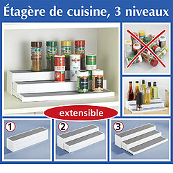 WENKO Etagère de cuisine exetensible Steps - 3 niveaux