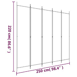 vidaXL Cloison de séparation 5 panneaux Blanc 250x220 cm Tissu pas cher