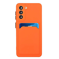 Coque en TPU antichoc avec porte-carte orange pour votre Samsung Galaxy S22 5G