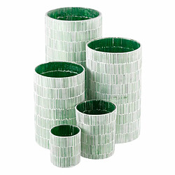 Acheter BigBuy Home Bougeoir Vert Verre Ciment 13 x 13 x 20 cm