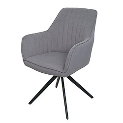 Acheter Decoshop26 Lot de 2 chaises de salle à manger avec accoudoirs siège rotatif en tissu gris clair cadre en acier noir 04_0007371