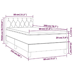 vidaXL Sommier à lattes de lit et matelas et LED Marron foncé 80x200cm pas cher