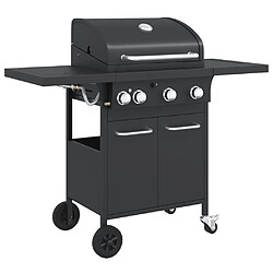 vidaXL Barbecue gril à gaz avec 4 brûleurs noir acier enduit de poudre