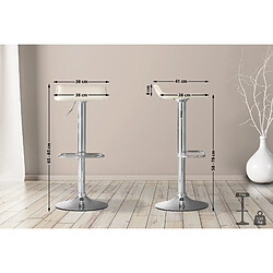 Avis Decoshop26 Tabouret de bar x1 avec repose-pieds siège pivotant à 360° design simple PVC crème et métal chromé 10_0004800