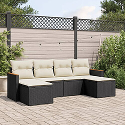 Maison Chic Ensemble Tables et chaises d'extérieur 6pcs avec coussins,Salon de jardin noir résine tressée -GKD978500