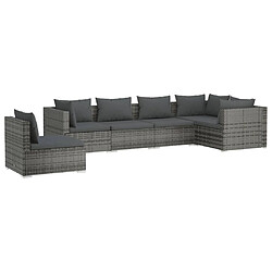 vidaXL Salon de jardin 6 pcs avec coussins Résine tressée Gris