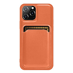 Coque en PU avec porte-cartes amovible bord droit orange pour votre Apple iPhone 13 Pro Max 6.7 pouces