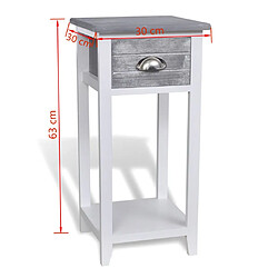 Acheter Helloshop26 Table de nuit chevet commode armoire meuble chambre avec 1 tiroir gris et blanc 1402176