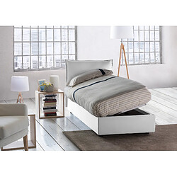 Autrement Talamo Italia Veronica lit simple avec conteneur, Made in Italy, en tissu amovible, 80x190 cm, avec ouverture latérale, Blanc, avec matelas inclus.