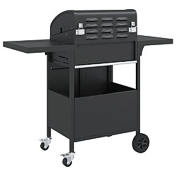 Acheter vidaXL Barbecue gril à gaz avec 4 brûleurs noir acier enduit de poudre