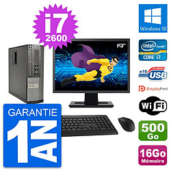 PC Dell 990 SFF Ecran 19" Intel i7-2600 RAM 16Go Disque 500Go Windows 10 Wifi - Occasion