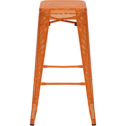 Decoshop26 Set de 4 tabourets de bar avec repose-pieds design industriel empilable en métal perforé orange 10_0004512