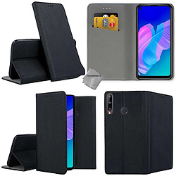 Htdmobiles Housse etui portefeuille avec coque intérieure en silicone pour Huawei P40 Lite E / Y7p + film ecran - NOIR MAGNET