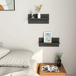 Avis Maison Chic Lot de 2 Étagères murales,Étagère Rangement flottate Gris 40x11,5x18 cm Aggloméré -MN63697