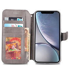 Acheter Wewoo Housse Coque Pour iPhone XR AZNS Texture du mollet Etui en cuir avec rabat horizontal magnétique PU supportfentes cartes et cadre photo Gris