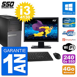 PC Tour Dell 3020 Ecran 19" Intel Core i3-4130 RAM 4Go SSD 240Go Windows 10 Wifi - Occasion