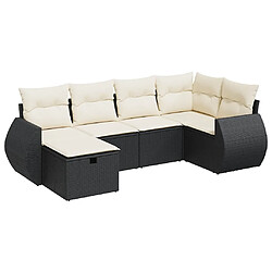 vidaXL Salon de jardin 6 pcs avec coussins noir résine tressée