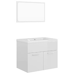 Maison Chic Ensemble de meubles de salle de bain,Armoire rangement Bain Blanc brillant Aggloméré -MN67063