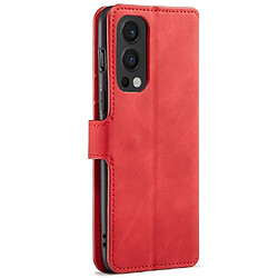 Etui en PU DG.MING style rétro avec support, rouge pour votre OnePlus Nord 2 5G