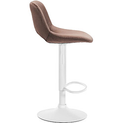 Decoshop26 Tabouret de bar chaise haute x1 avec repose-pieds en velours marron piètement métallique blanc 10_0004608