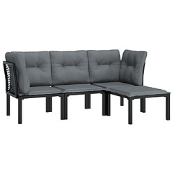 Avis Maison Chic Salon de jardin 4 pcs - Table et chaises d'extérieur - Mobilier/Meubles de jardin Moderne noir et gris résine tressée -MN36645