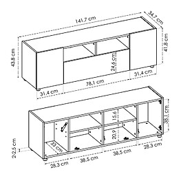 Pegane Meuble TV - Chêne/Blanc