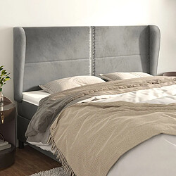 Maison Chic Tête de lit moderne avec oreilles pour chambre - Décoration de lit Gris clair 163x23x118/128 cm Velours -MN34221