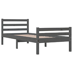 Avis vidaXL Cadre de lit sans matelas gris bois massif 100x200 cm