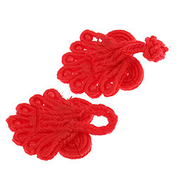 Acheter 20 paires de boutons de grenouille noire chinoise avec des perles pour le cheongsam rouge