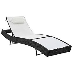 Maison Chic Chaise longue avec oreiller | Bain de soleil Relax | Transat Résine tressée Noir -GKD51224