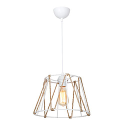 Helloshop26 Lustre lampe lumière suspendu suspension en abs et corde de jute hauteur 60 cm E27 blanc / naturel 03_0007484