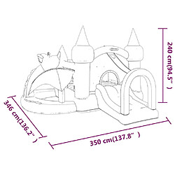 Happy Hop Château gonflable avec toboggan 350x346x240 cm PVC pas cher