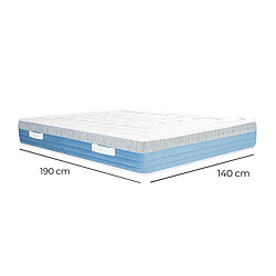 Visiodirect Matelas SENA 140x190 cm à ressorts ensachés, mousse mémoire de forme, indépendance du couchage, épaisseur 27cm