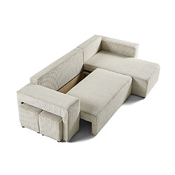 Avis Bestmobilier Topaze - canapé d'angle réversible 4 places - convertible avec coffre, tablette et poufs - en velours côtelé