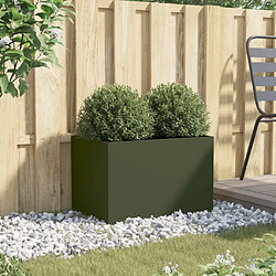 Avis Maison Chic Jardinière,Bac à fleurs - pot de fleur vert olive 62x40x39 cm acier laminé à froid -GKD11508