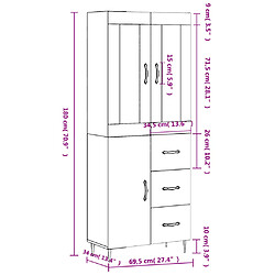 vidaXL Buffet haut Chêne marron 69,5x34x180 cm Bois d'ingénierie pas cher