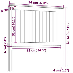 vidaXL Tête de lit Gris 96x6x101 cm Bois massif de pin pas cher