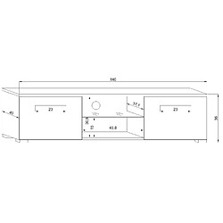 Avis VIVALDI Meuble TV - MOON - 140 cm - blanc mat / gris brillant +LED - style moderne