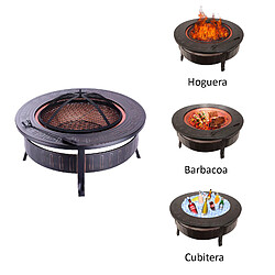 Avis Brasero en Fer 3 en 1 Barbecue, Brûler et Seau à Glace Kekai Fox 81x35 cm Grill Barbecue, Pare-Étincelles, Tisonnier