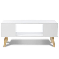 Avis Idmarket Table basse rectangulaire EFFIE scandinave bois blanc