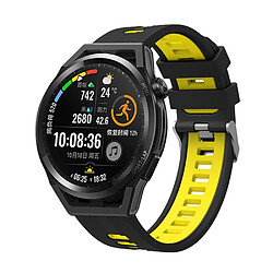 Bracelet en silicone bicolore, 22mm, noir/jaune pour votre Huawei Watch GT 3 (46mm)