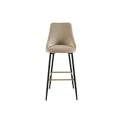 Avis Vente-Unique Lot de 2 tabourets de bar en velours et métal noir - Beige - VEVLINA