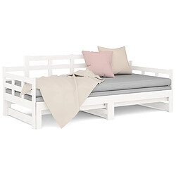 Acheter vidaXL Lit coulissant sans matelas blanc bois de pin solide