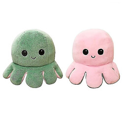 Universal Poupée retournée double face, peluche douce et réversible (rose/vert)