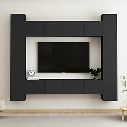 vidaXL Ensemble de meubles TV 8 pcs Noir Bois d'ingénierie